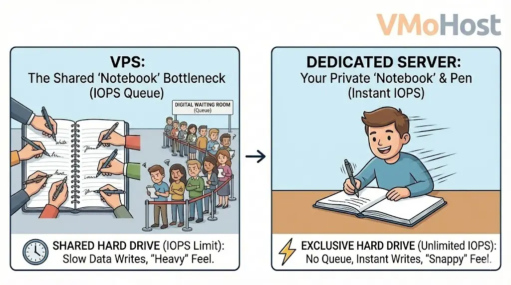 VPS Shared Notebook IOPS Queue vs Dedicated Instant Writes